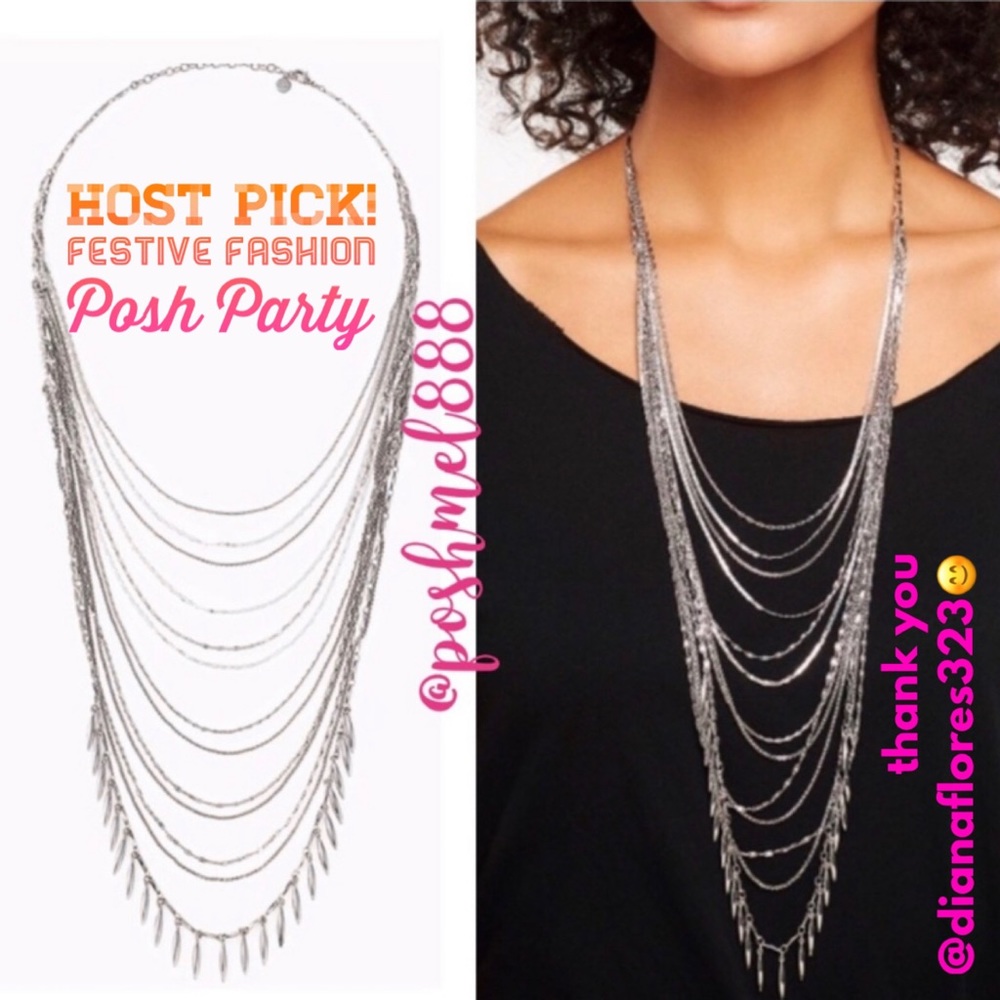 Stella & Dot | SILVER Multi-layer Fringe Versatile Long Lindsay Necklace